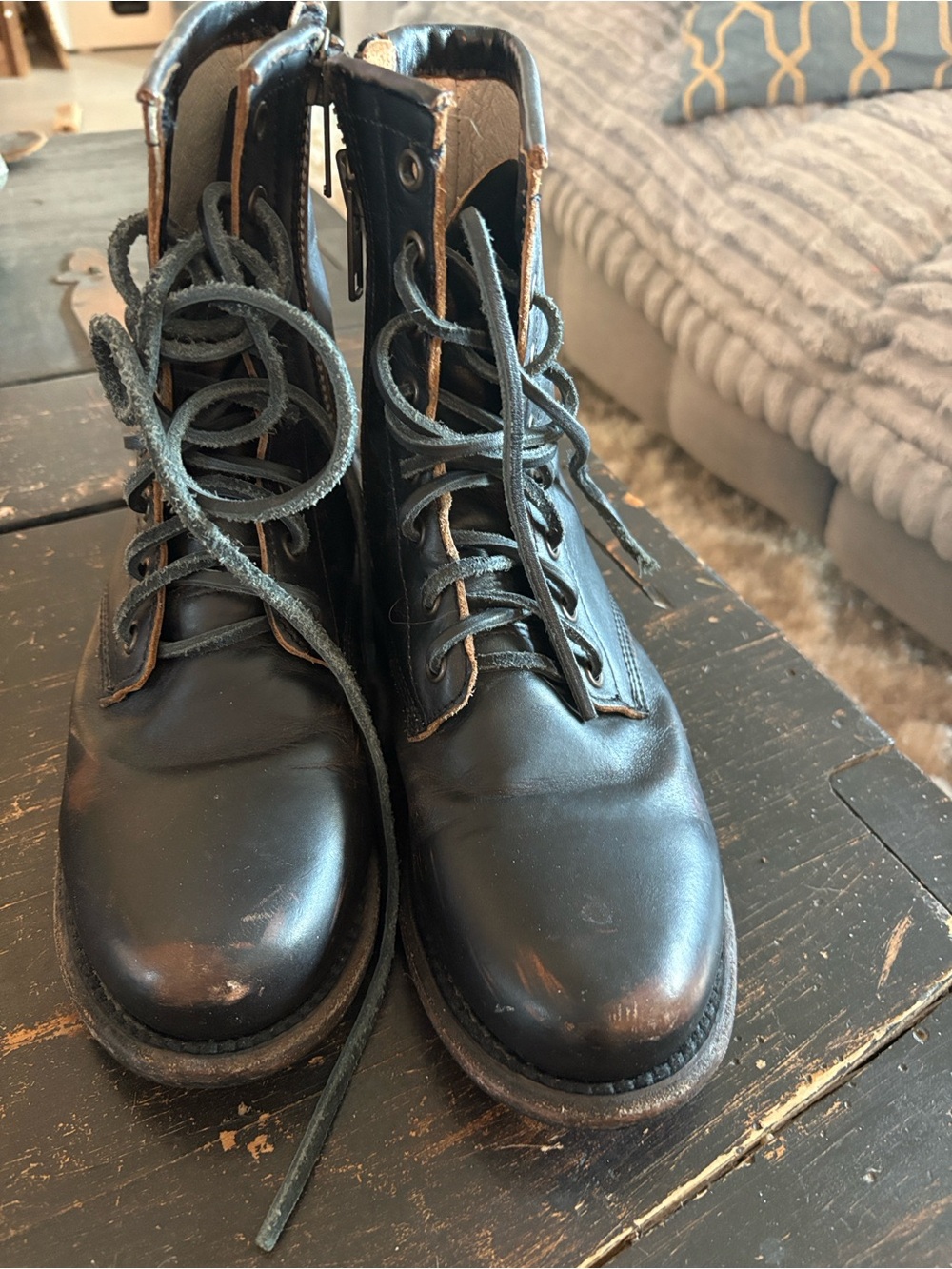 Freebird Womens Black Leather Lace-Up Boots